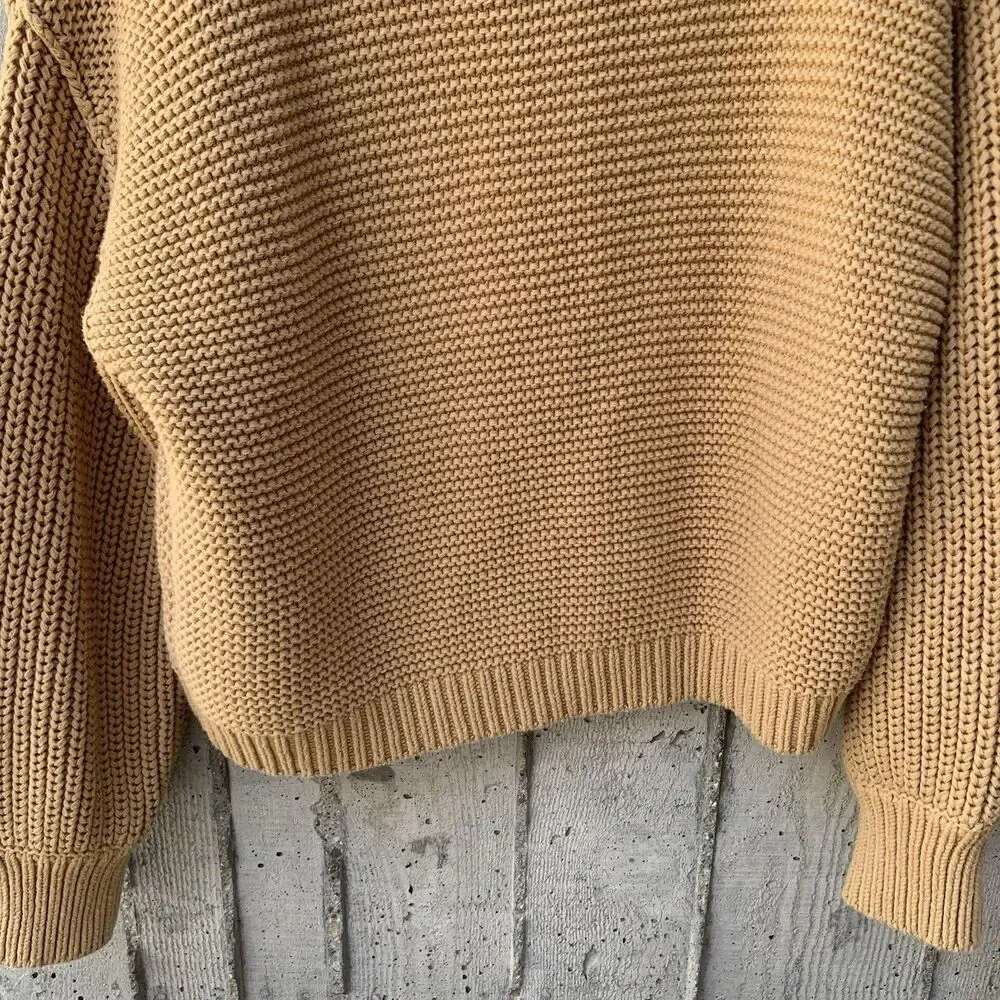 Free People Dream Cable Chunky Knit Crewneck Sweater Oversized Slouchy Relaxed L